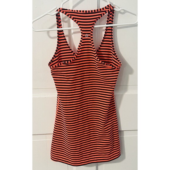 Lululemon Cool Racerback Orange Striped Tank Top - Picture 2 of 5